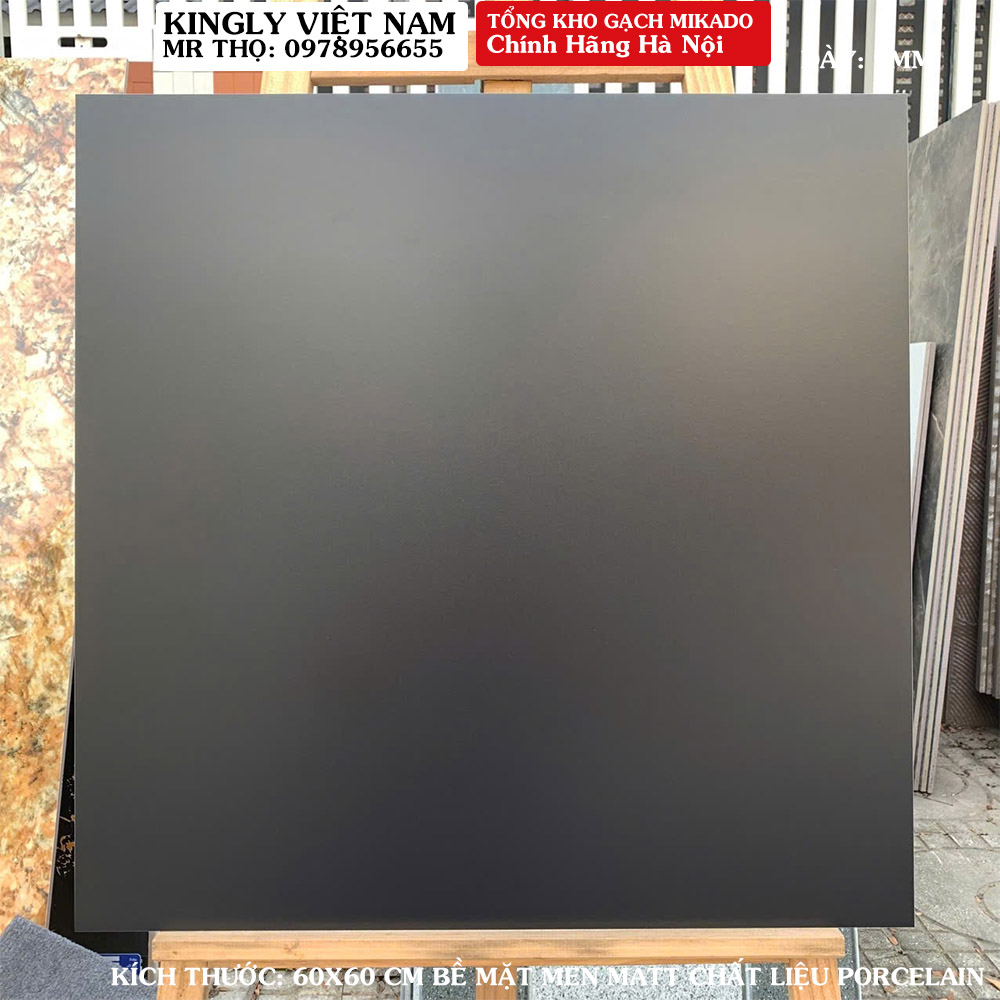 Gạch lát nền màu đen men matt mờ 60x60 Mikado MECO633 Loại A1